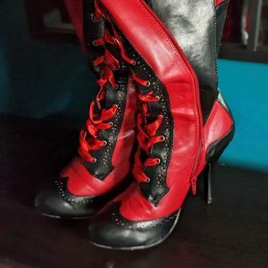 Bordello Tempt black and red boots